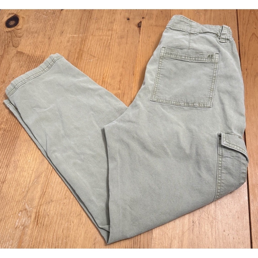 American Eagle Womens Stretch Cargo Pants Olive Green Utility Size 14 Straight - Picture 3 of 8